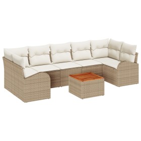 Set de Sofá de Jardín de 8 Piezas con Cojines Beige Poliratán de , Sofás de exterior - Ref: Foro24-3347547, Precio: 542,94 €,...