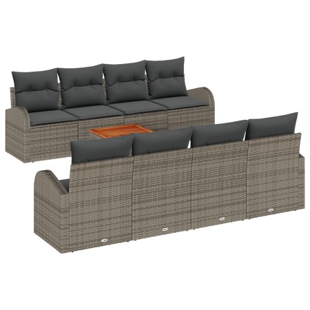 Conjunto de Sofás de Jardín de 9 Piezas con Cojines Gris de Poliratán Acacia de , Sofás de exterior - Ref: Foro24-3347552, Pr...