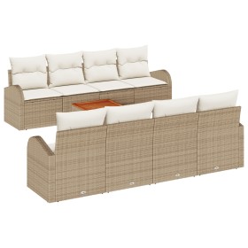 Juego de Sofá de Jardín de 9 Piezas con Cojines Beige de Ratán de Poliéster de , Sofás de exterior - Ref: Foro24-3347554, Pre...