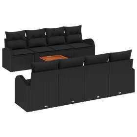 Juego de Sofás de Jardín de 9 Piezas con Cojines Negro Poliratán Acacia de , Sofás de exterior - Ref: Foro24-3347555, Precio:...