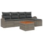 Conjunto de Sofás de Jardín de 6 Piezas con Cojines Grises de Poliratán y Acacia de , Sofás de exterior - Ref: Foro24-3347566...