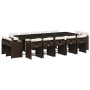 Set comedor de jardín y cojines 15 pzas ratán sintético marrón en Conjuntos de jardín | Comprar online en Foru.es