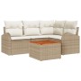 Juego de Sofá de Jardín de 5 Piezas con Cojines Beige Poliratán Acacia de , Sofás de exterior - Ref: Foro24-3347575, Precio: ...