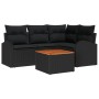 Conjunto de Sofá de Jardín de 5 Piezas con Cojines Negro Poliratán Acacia de , Sofás de exterior - Ref: Foro24-3347576, Preci...