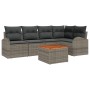 Juego de Sofá de Jardín de 6 Piezas con Cojines Gris de Poliratán Acacia de , Sofás de exterior - Ref: Foro24-3347580, Precio...