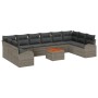 Juego de Sofás de Jardín de 11 Piezas con Cojines Gris Ratán Sintético Acacia de , Sofás de exterior - Ref: Foro24-3347629, P...