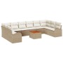 Conjunto de Sofá de Jardín de 11 Piezas con Cojines Beige Rattan Acacia de , Sofás de exterior - Ref: Foro24-3347631, Precio:...