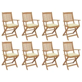 Sillas de jardín plegables 8 uds y cojines madera maciza acacia de vidaXL, Sillas de jardín - Ref: Foro24-3075102, Precio: 39...