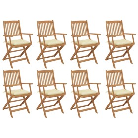 Sillas de jardín plegables 8 uds y cojines madera maciza acacia de vidaXL, Sillas de jardín - Ref: Foro24-3075102, Precio: 45...
