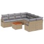 Set de Sofá de Jardín de 9 Piezas con Cojines Beige Poliratán Acacia, Sofá de Jardín de 2 Personas con Cojines Beige Poliratán | Foro24.es | Tu tienda online para hogar, jardín y más Foro24.es