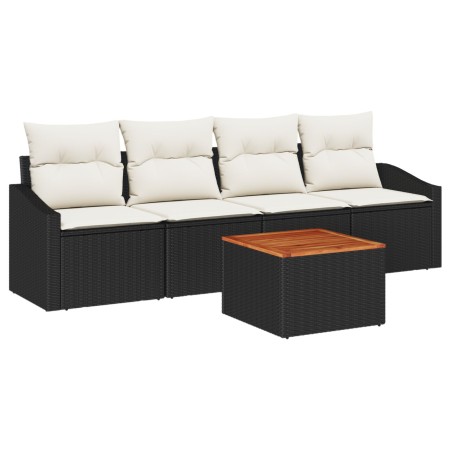 Conjunto de Sofás de Jardín de 5 Piezas con Cojines Poliratán Negro Acacia de , Sofás de exterior - Ref: Foro24-3347761, Prec...
