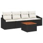 Conjunto de Sofás de Jardín de 5 Piezas con Cojines Poliratán Negro Acacia de , Sofás de exterior - Ref: Foro24-3347761, Prec...