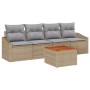 Juego de Sofá de Jardín de 5 Piezas con Cojines Beige Poliratán Acacia de , Sofás de exterior - Ref: Foro24-3347763, Precio: ...