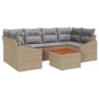 Conjunto de Sofás de Jardín de 7 Piezas con Cojines Beige Ratán Acacia de , Sofás de exterior - Ref: Foro24-3347784, Precio: ...