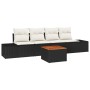 Conjunto de Sofá de Jardín de 5 Piezas con Cojines Negro Poliratán Acacia de , Sofás de exterior - Ref: Foro24-3347887, Preci...