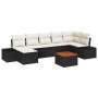 Juego de Sofá de Jardín de 8 Piezas con Almohadones Negro Polirratán Acacia de , Sofás de exterior - Ref: Foro24-3347985, Pre...