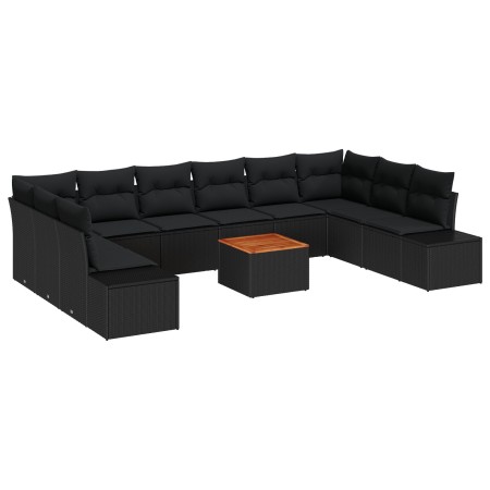 Juego de Sofá de Jardín de 11 Piezas con Cojines Ratán Negro Acacia de , Sofás de exterior - Ref: Foro24-3348010, Precio: 717...