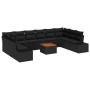 Juego de Sofá de Jardín de 11 Piezas con Cojines Ratán Negro Acacia de , Sofás de exterior - Ref: Foro24-3348010, Precio: 717...