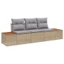 Juego de Sofá de Jardín de 3 Piezas con Cojines Beige de Poliratán Acacia de , Sofás de exterior - Ref: Foro24-3348016, Preci...