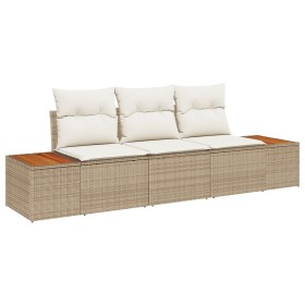 set de sofá de jardín de 3 piezas con cojines Beige Ratán Duradero de , Sofás de exterior - Ref: Foro24-3348017, Precio: 261,...