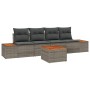 Juego de Sofás de Jardín de 5 Piezas con Cojines Gris Poliratán Acacia de , Sofás de exterior - Ref: Foro24-3348020, Precio: ...