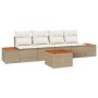Conjunto de Sofás de Jardín de 5 Piezas con Cojines Beige de Ratán y Acacia de , Sofás de exterior - Ref: Foro24-3348022, Pre...