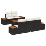 Conjunto de Sofá de Jardín de 6 Piezas con Cojines Negro Poliratán Acacia de , Sofás de exterior - Ref: Foro24-3348023, Preci...