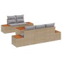 Conjunto de Sofás de Jardín de 6 Piezas con Cojines Beige de Poliratán y Acacia de , Sofás de exterior - Ref: Foro24-3348026,...