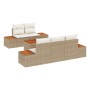 Juego de Sofá de Jardín de 6 Piezas con Cojines Beige de Ratán de Polietileno y Acacia de , Sofás de exterior - Ref: Foro24-3...