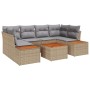 Juego de sofá de jardín de 7 piezas con cojines beige de ratán sintético y acacia de , Sofás de exterior - Ref: Foro24-334803...