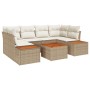 Juego de Sofás de Jardín de 7 Piezas con Cojines Beige Ratán Sintético Acacia de , Sofás de exterior - Ref: Foro24-3348037, P...