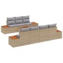 Juego de Sofá de Jardín de 8 Piezas con Cojines Beige Ratán Poliéster Acacia de , Sofás de exterior - Ref: Foro24-3348041, Pr...