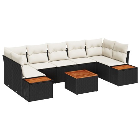 Conjunto de Sofás de Jardín de 8 Piezas con Cojines Negro Poliratán Acacia de , Sofás de exterior - Ref: Foro24-3348043, Prec...