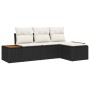 Conjunto de Sofá de Jardín de 4 Piezas con Cojines Negro Ratán Sintético Acacia de , Sofás de exterior - Ref: Foro24-3348058,...