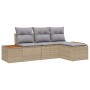 Set de sofá de jardín de 4 piezas con cojines beige de ratán sintético acacia de , Sofás de exterior - Ref: Foro24-3348061, P...