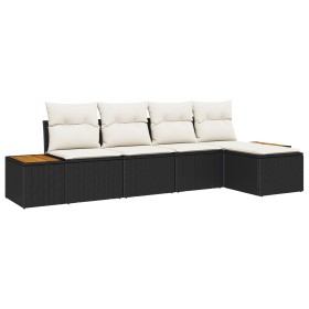 Juego de Sofás de Jardín de 5 Piezas con Cojines Poliratán Negro Acacia de , Sofás de exterior - Ref: Foro24-3348063, Precio:...