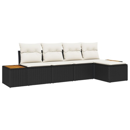Juego de Sofás de Jardín de 5 Piezas con Cojines Poliratán Negro Acacia de , Sofás de exterior - Ref: Foro24-3348063, Precio:...