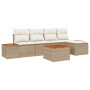 Juego de Sofá de Jardín de 6 Piezas con Cojines Beige Ratán Poliratán Acacia de , Sofás de exterior - Ref: Foro24-3348072, Pr...
