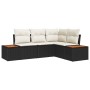 Conjunto de Sofás de Jardín de 4 Piezas con Cojines Negro Poliratán Acacia de , Sofás de exterior - Ref: Foro24-3348073, Prec...