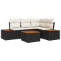 Conjunto de Sofá de Jardín de 5 Piezas con Cojines Negro Ratán Poliéster Acacia de , Sofás de exterior - Ref: Foro24-3348078,...