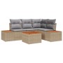 Conjunto de Sofá de Jardín de 5 Piezas con Cojines Beige Poliratán Acacia de , Sofás de exterior - Ref: Foro24-3348081, Preci...