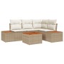 Set de Sofá de Jardín de 5 Piezas con Cojines Beige Poliratán Acacia de , Sofás de exterior - Ref: Foro24-3348082, Precio: 39...