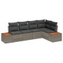 Conjunto de Sofá de Jardín de 5 piezas con Cojines Gris Poliratán Acacia de , Sofás de exterior - Ref: Foro24-3348085, Precio...