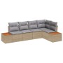 Juego de Sofá de Jardín de 5 Piezas con Cojines Beige Ratán de , Sofás de exterior - Ref: Foro24-3348086, Precio: 389,47 €, D...