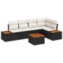 Conjunto de sofá de jardín de 6 piezas con cojines negro poliratán acacia de , Sofás de exterior - Ref: Foro24-3348088, Preci...