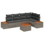Conjunto de Sofá de Jardín de 6 Piezas con Cojines Gris Polirratán Acacia de , Sofás de exterior - Ref: Foro24-3348090, Preci...