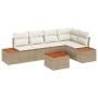 Juego de Sofá de Jardín de 6 piezas con Cojines Beige de Ratán Sintético Acacia de , Sofás de exterior - Ref: Foro24-3348092,...