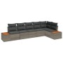 Set de Sofá de Jardín de 6 Piezas con Cojines Gris Poliratán Acacia de , Sofás de exterior - Ref: Foro24-3348095, Precio: 425...