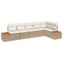 Conjunto de Sofá de Jardín de 6 Piezas con Cojines Beige Poliratán Acacia de , Sofás de exterior - Ref: Foro24-3348097, Preci...