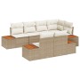 Juego de sofá de jardín de 7 piezas con cojines beige de ratán poliéster acacia de , Sofás de exterior - Ref: Foro24-3348107,...